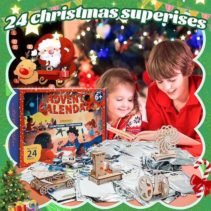 Advent Calendar 2024 Kids Boys - Christmas Advent Calendar Science STEM Kit for Kids - 24 Days of Christmas Countdown Toys Xmas Surprise Gift Christmas Party Favors Kids Teens