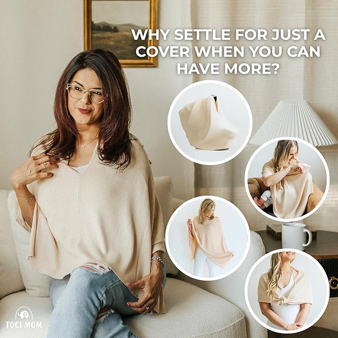Breathable Nursing Cover Poncho – Stylish Multi-Use Breastfeeding Scarf, Car Seat Cover & Baby Blanket for Modern Moms