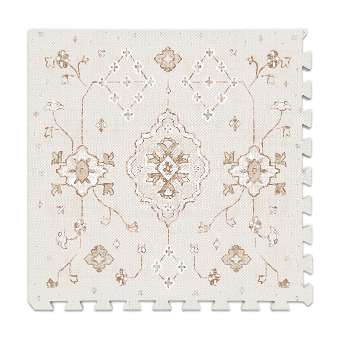 Baby Play Mat for Floor – 6x6ft Vintage Vanilla | Soft Non Toxic Premium EVA Foam Tiles for Tummy Time, Crawling & Playroom – Waterproof Floor Mat for Babies & Toddlers Lillefolk (9 Tiles)