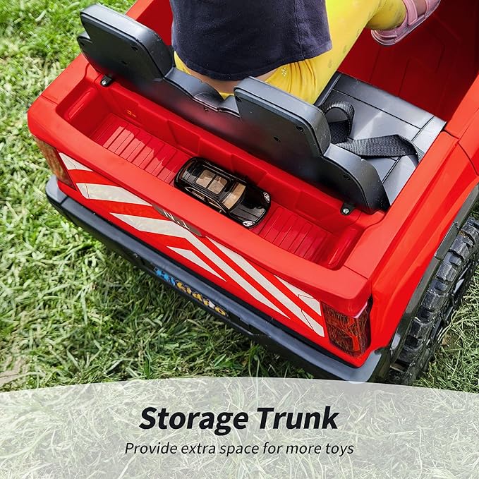 12V 7Ah Electric Fire Truck Ride-On Toy for Big Kids, 2 Seater Kids Ride on Car SUV w/Remote Control, Bluetooth - Red