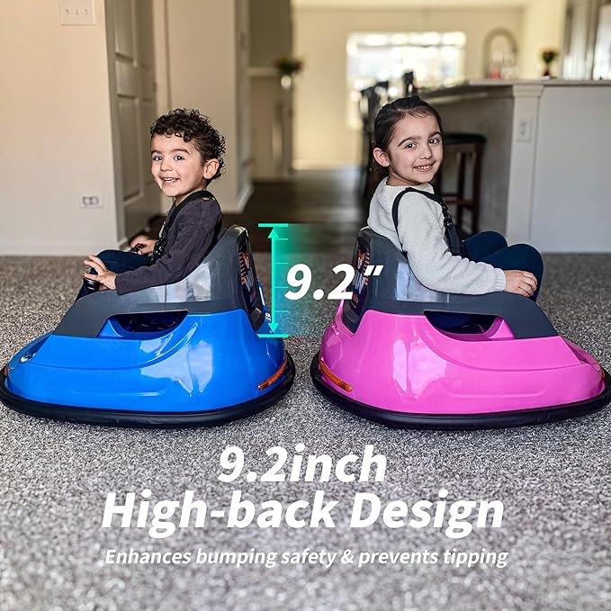 Baby Bumper Car, 6V Electric Kids Bumper Car for Toddlers with Remote Control, Bluetooth - Hot Pink