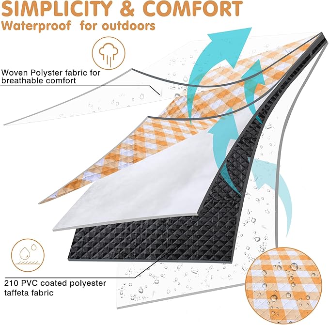 HX&OD Outdoor Picnic Blanket, Extra Large, 80''x60'' Waterproof Foldable Blankets Gingham Picnic Mat for Beach, Camping Grass Lawn Park Accessories Cute Couple Ideas Wedding (Yellow, 80”x60”)