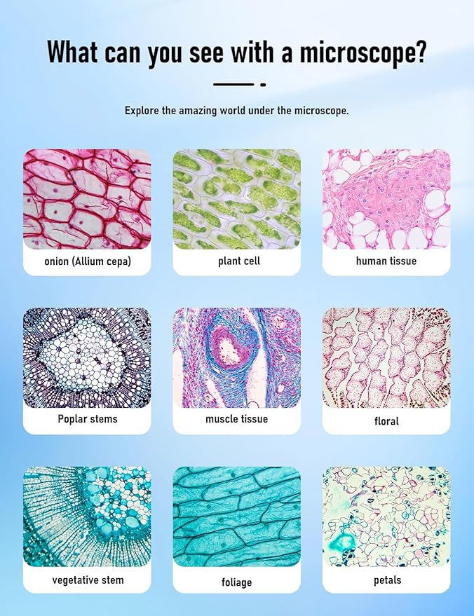 Binocular Compound Microscope 40X-2000X, Research Grade Professional Microscope with Dual Mechanical Stages and Coaxial Coarse/Fine Focus Knobs, Built-in Electronic Eyepieces, Adult Microscope