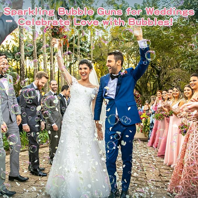 Bubble Gun, Upgraded 125 Holes Bubble Guns for Wedding, Pink Bubble Machine for Kids Age 3 4 5 6 7 8 9 10 11 12 Year Old, Big Bubble Blower Gun with Lights, Halloween Outdoor Party Favors