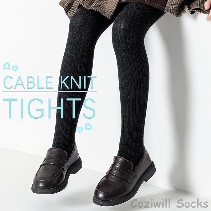 Girls Tights Seamless Toddler Stockings Tights Soft Cotton Cable Knit Baby Girl Tights Leggings 4-12 Years