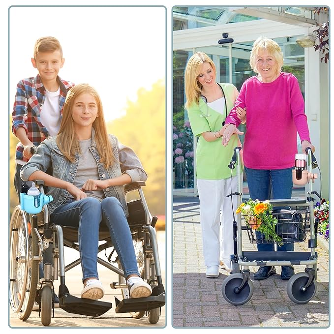 Suranew Universal Stroller Cup Holder, Adjustable Drink Holder with Phone Holder for Baby Stroller, Wheelchair, Walker, Bike, Scooter, Gifts for Family Member.