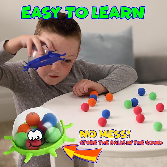 Funwares Colorful Squid Squish: Fast-Paced Floor Game for Kids, Interactive Learning, Hand-Eye Coordination, Counting and Color Game, Active Play, 2-4 Players, Ages 4-8