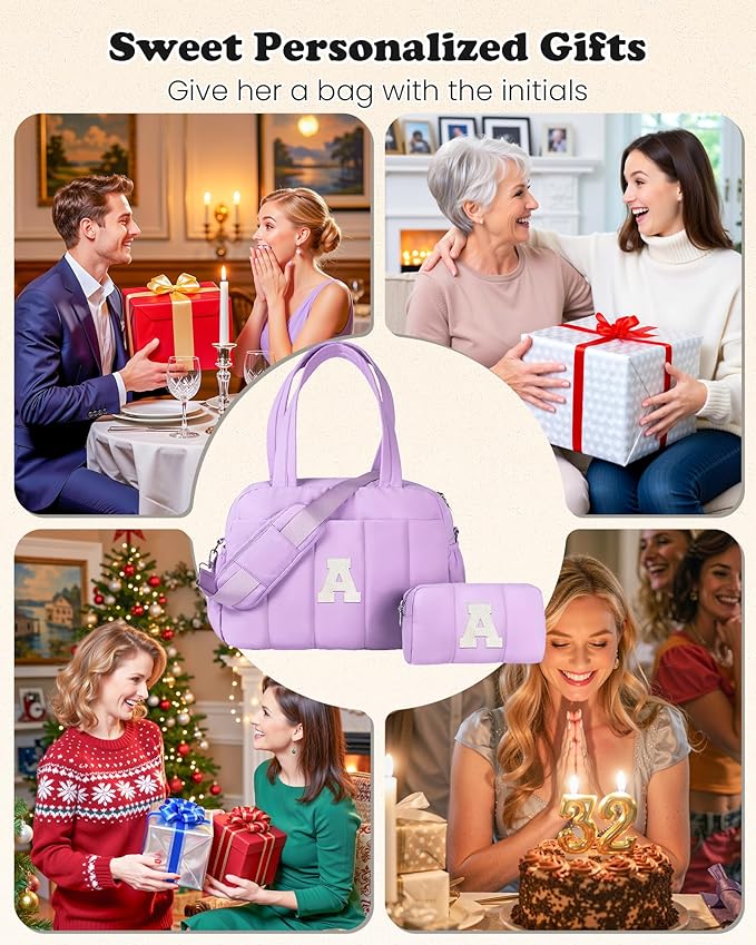 Initial Duffle Bag, Carry On Bags for Women，Overnight Bag with Wet Pocket，Trendy Gifts for Women-Lightweight Travel Bags Personalized Gym Tote with Makeup Pouch