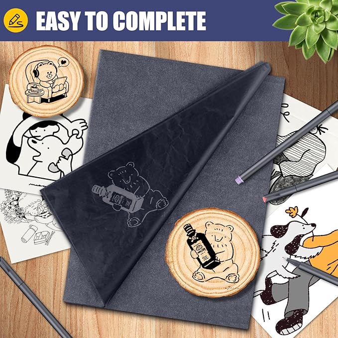 Carbon Paper for Tracing Transfer-Paper Pad, 30 Pcs Black Graphite Copy Paper for Tracing Drawing Patterns on Wood Projects Canvas Fabric Lettering Sketching Art Supplies, A4 8.3 X 11.8 Inch
