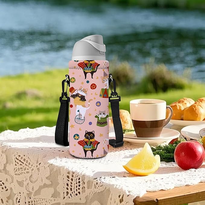 AUPET Water Bottle Sling Bag Carrier Crossbody Sleeve,Insulated Neoprene Bottle Case Holder Pouch Cover 500ML/17oz with Shoulder Strap for Walking Women Men