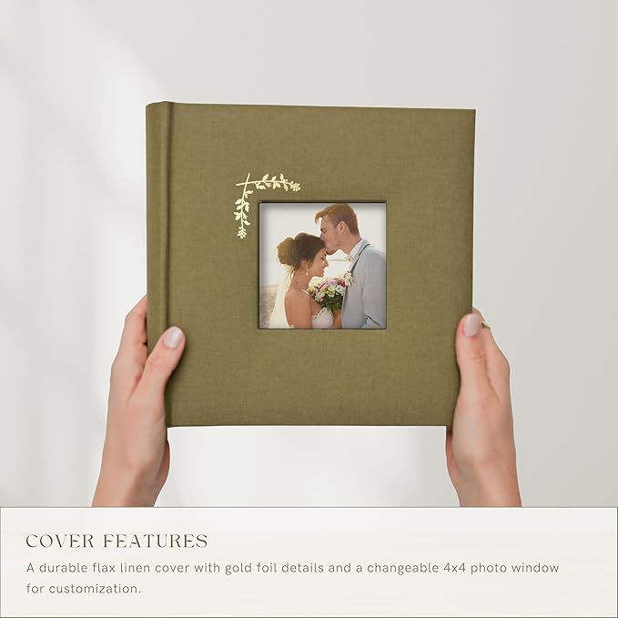 Elegant Linen Photo Album - 200 Acid-Free Pockets for 4x6 Pics - Perfect for Weddings & Gifts