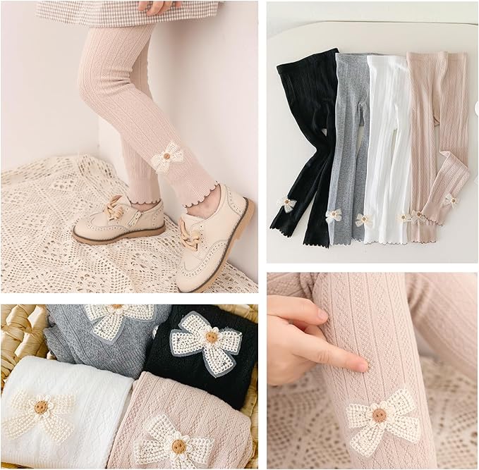 Girls Leggings for Little Girls, 2 Pack Toddler Girl Pants Leggings for Baby Tights Knitted Multi-Colors 2-9 Years