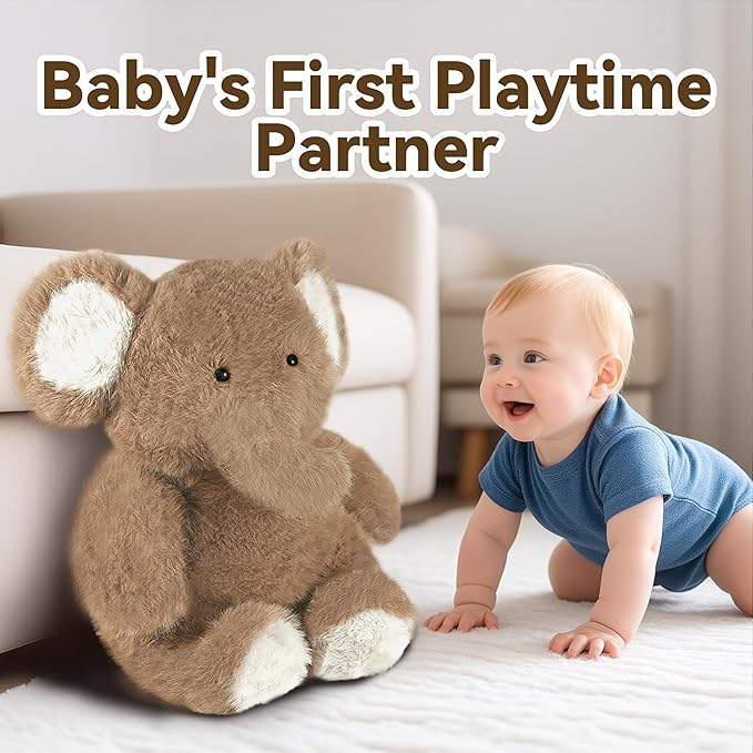 iPlay, iLearn Elephant Stuffed Animal, Soft Baby Plush Elephant Toy, Infant 18" Big Cute Fluffy Animal Toy, Ultra Soft Nursery Bedtime Huggable Birthday Gifts for Toddlers Girls Boys Kids Age 0 and up