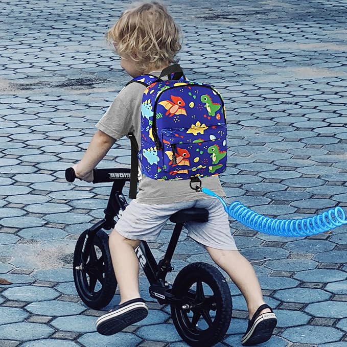 Accmor Toddler Backpack Leash Harness, Cute Kids Backpack with Anti Lost Wrist Link, Child Backpack Leash Baby Walking Harness Bag for Outdoor Travel, Mini Dinosaur Backpack Tether for Boys