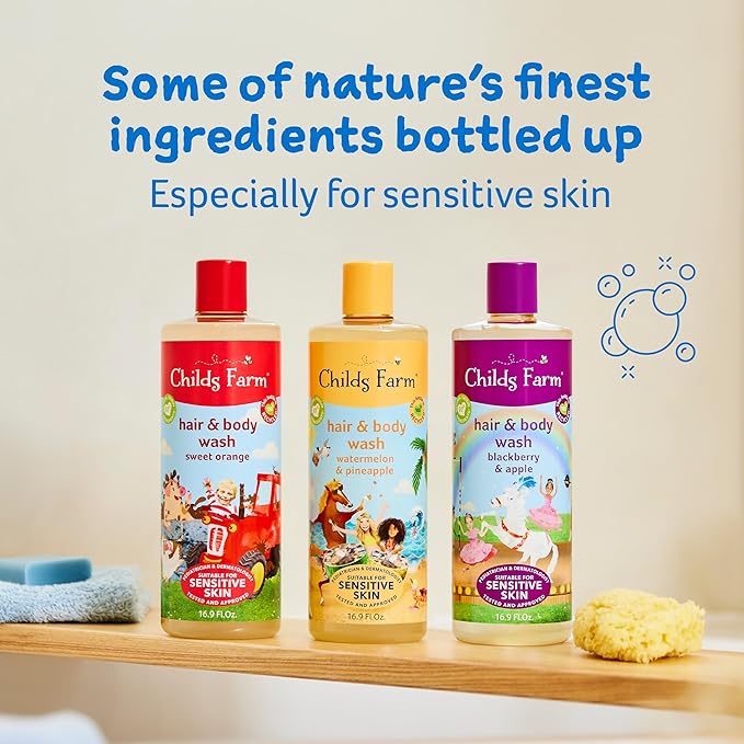 Childs Farm, Kids Hair & Body Wash for Dry, Sensitive Skin, Watermelon & Organic Pineapple, Gently Cleanses, Vegan, Cruelty-Free, 16.9 fl oz