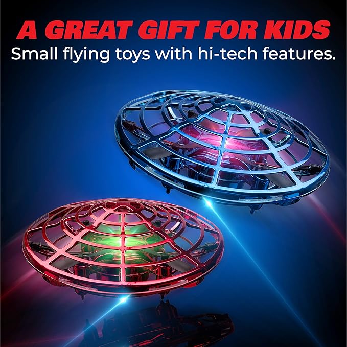 Force1 Scoot Duo Hand Operated Drone for Kids or Adults - 2pk Hands Free Motion Sensor Mini Drones, Easy Indoor Flying Ball Small UFO Toys for Boys and Girls (Red and Blue)