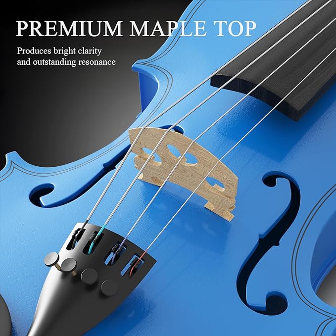 Beginner Violin 4/4, Full Size Violin for Adults, Teens, Student, Acoustic Fiddle Kit with Hard Case, Bow, Rosin, Bridge, Learners Age 12+ (Dark Blue)