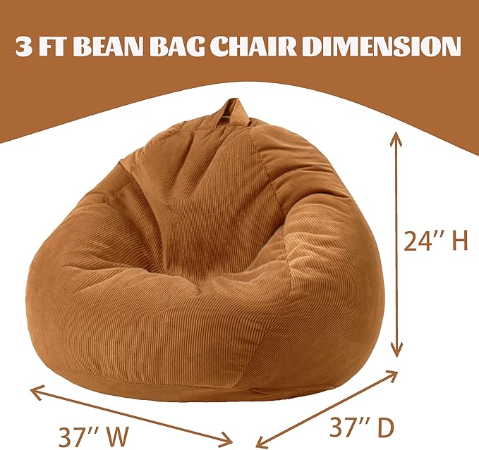 Bean Bag Chairs for Kids Chair Round Sofa Memory Foam Filling Reading Gaming Sofa for Living Room Bedroom