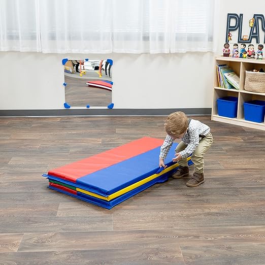 Children's Factory Rainbow Folding Gym Mat, 4' x 6', CF321-145, Toddler and Baby Preschool Activity Floor Mat, Kids Soft Play Equipment for Playroom