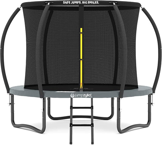 JUMPZYLLA Trampoline Outdoor 8FT 10FT 12FT 14FT 15FT 16FT with Enclosure and Ladder, ASTM Approved Recreational Trampoline for Kids and Adults, Anti-Rust Coated Frame