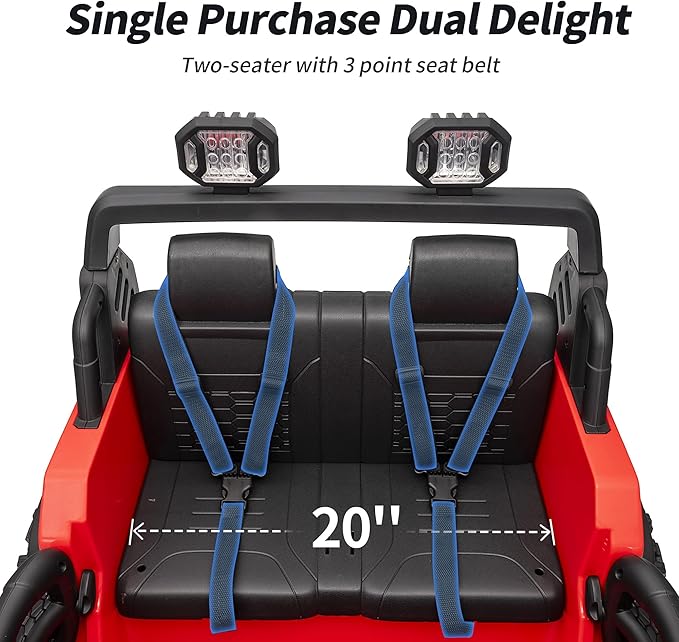 2 Seater Ride on Car Truck, 12V Kids Electric Ride on Toy for Big Kids Age 3-8 w/Remote Control- Red