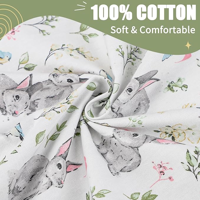 Baby Lounger Cover for Boys Girls, Reversible Baby Nest Cover, Adjustable Baby Lounger Replaceable Cover for Infant Newborn, Portable and Machine Washable, Cotton Green Rabbit Cover Only