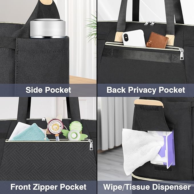 ITIEZY Diaper Bag Tote for Baby - Large Mommy Bag with Portable Changing Pad Pacifier Case, Hospital Bags Travel Baby Bag