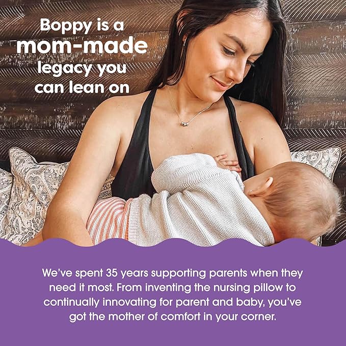 Boppy Nursing Pillow - Ergonomic Bottle & Breastfeeding Pillow with High, Firm, Large Area, Water-Repellent Cushion with Washable Cover; Baby Safety Alliance Verified - Gray Gentle Leaves