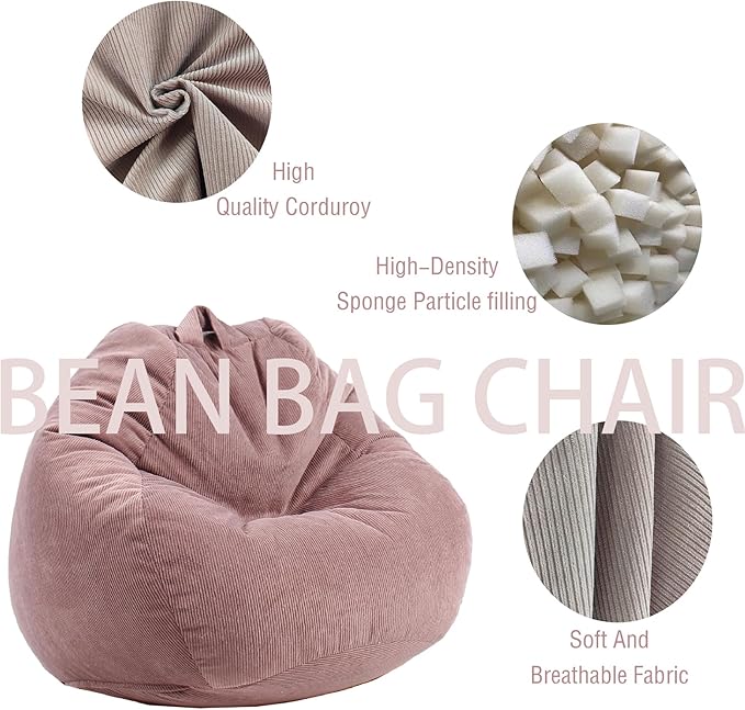 Bean Bag Chairs for Kids Chair Round Sofa Memory Foam Filling Reading Gaming Sofa for Living Room Bedroom