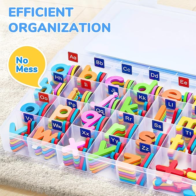 JoyCat Classroom Magnetic Letters Kit 248 Pcs with Double-Side 3D Foldable Magnetic Board - Foam Alphabet Letters&Numbers for Kids Spelling and Learning, Letter Board Tabletop Easel