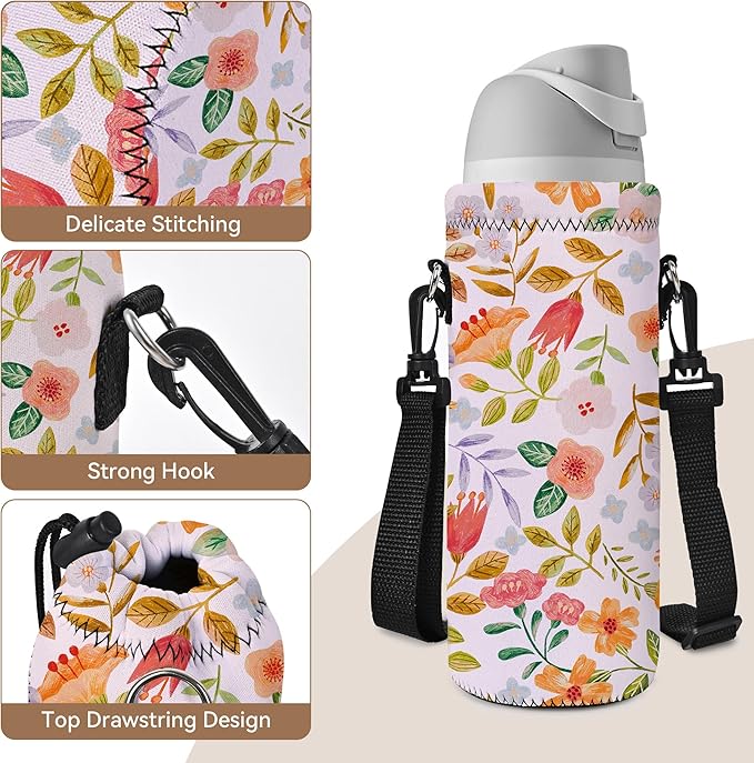 AUPET Water Bottle Bag Carrier,24oz/32oz Insulated Neoprene bottle Sling Holder Case Pouch Cover for 1000ML/750ML Bottles with Shoulder Strap for walking