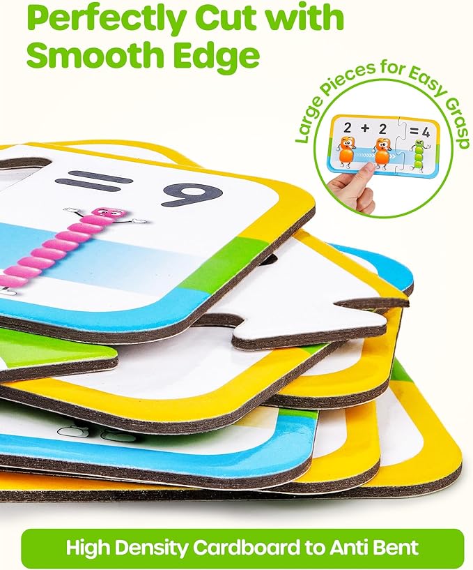 D-FantiX 30 Self-Correcting Number Puzzles, Double-Sided Addition and Subtraction Games, Kindergarten Math Games for Kids, Montessori Math Puzzles Educational Toys Preschool Learning Activities