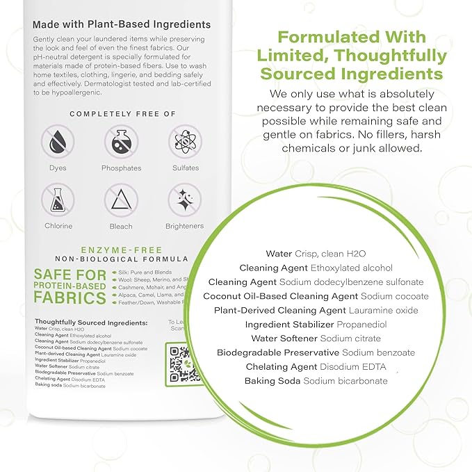 Heritage Park Silk & Wool Fragrance Free, Hypoallergenic, pH-Neutral Laundry Detergent - Dermatologist-tested, Sensitive Skin-Friendly, Enzyme-Free, Ultra Concentrated (64 fl oz Refill, 4-Pack)