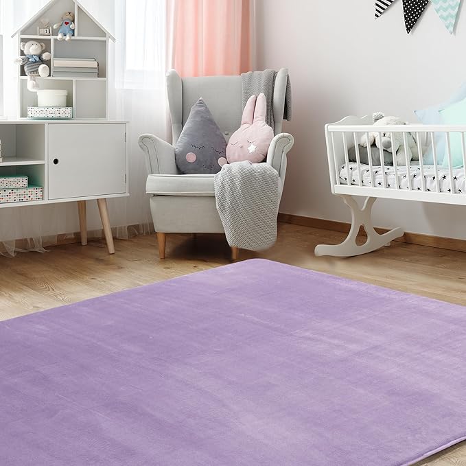 BALAPET Thick Memory Foam 71x59 Play Mat for Playpen, Super Soft Velvet Portable Baby Playpen Mat for Kids Toddler Crawling and Play, Non-Slip Bottom Playmat, Purple