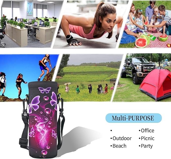 AUPET Water Bottle Bag Carrier,24oz/32oz Insulated Neoprene bottle Sling Holder Case Pouch Cover for 1000ML/750ML Bottles with Shoulder Strap for walking