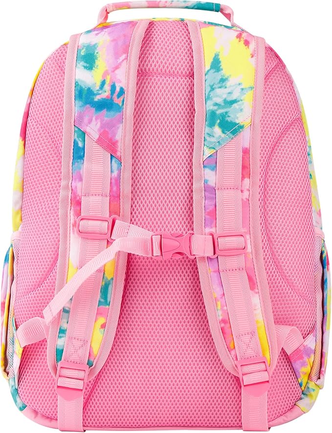 Choco Mocha Tie Dye Backpack for Girls, Elementary School Backpack for Girls Ages 6-8 Kids Kindergarten Backpack Bookbag 17 Inch with Chest Strap, Colorful