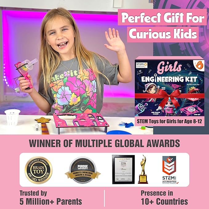 Butterfly EduFields 100+ STEM Projects | Girls Mini Engineering Kit for Ages 8 10 12 15 Years | Ultimate DIY Science Experiments for Kids | Educational Engineering Toys Best Birthday Gift idea