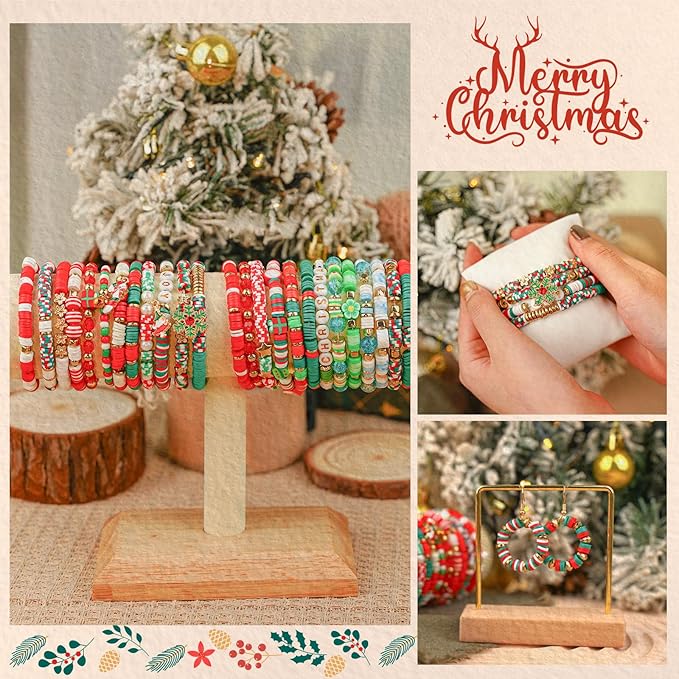 Gionlion Christmas Bracelet Making Kit, Clay Beads Friendship Bracelet Kit Christmas Crafts Gifts for Girls Ages 6-12, Gold Beads Charm Bracelet Maker Set Preppy Jewelry Making Kit Gifts for Teen
