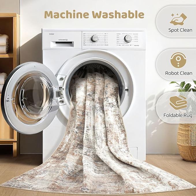 7x10 Area Rug Living Room: Washable Large Abstract Modern Soft Rugs Stain Resistant Indoor Floor Non-Slip Accent Carpet for Young Career Worker Aged 25-34 - Bedroom Playroom Office Dining Room