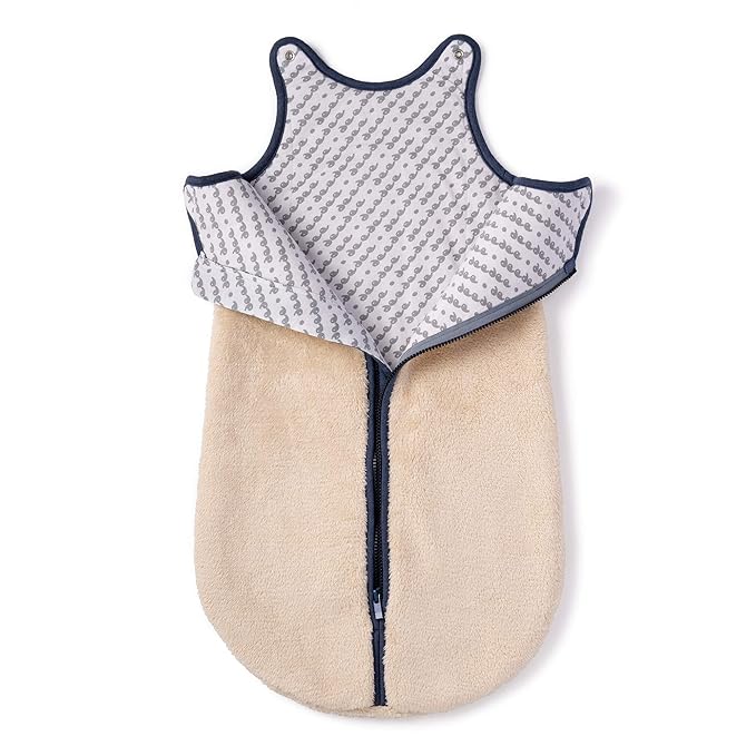 baby deedee Sleep Nest Teddy Baby Sleeping Bag, Oatmeal Navy, Medium (6-18 Month)