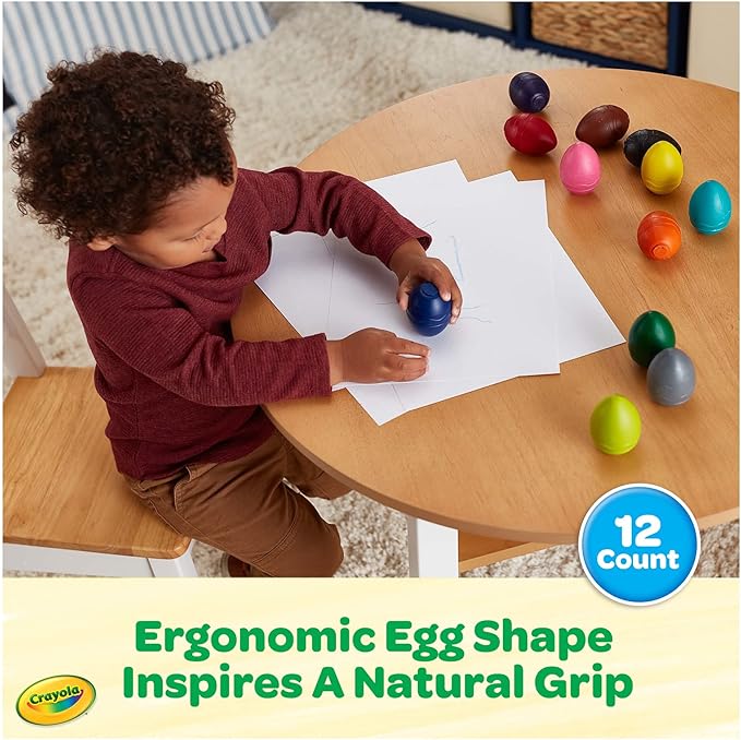 Crayola Large Egg Crayons (12ct), Jumbo Washable Crayons for Toddlers, Preschool Art Supplies for Toddlers, Classroom Must Have, Ages 1+