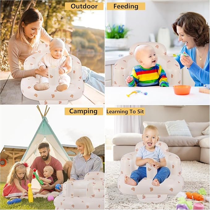 Inflatable Seat for Toddlers 3-36 Months, Built-in Air Pump, Summer Support Seat for Sitting Up, Shower Floor Seater