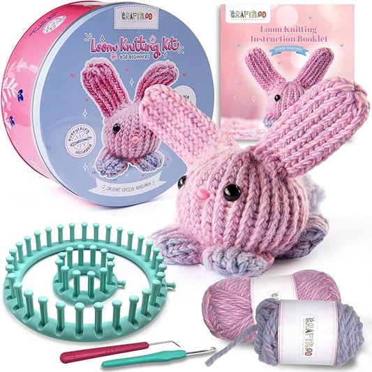 CRAFTILOO Loom Knitting and Crochet kit for Kids Crochet kit for Beginners Knitting kit for Beginners Knitting Loom Learn to Crochet Kits for Adults Beginner