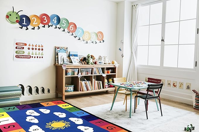 Genki - Kids Rugs for Playroom - ABC Learning Area Rug for Play Room, Classroom, Kindergarten, and Preschool - Kid Alphabet Educational Carpet for Childrens and Toddler Mat - Non Slip | 4'x6'