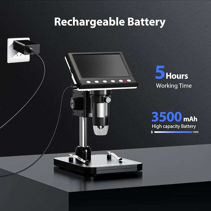 Hayve 4.3'' IPS Coin Microscope, 1000X Magnification Digital Microscope for Adults，Coin Collection Supplies with 8 Adjustable LEDs，Windows Compatible，32GB TF Card