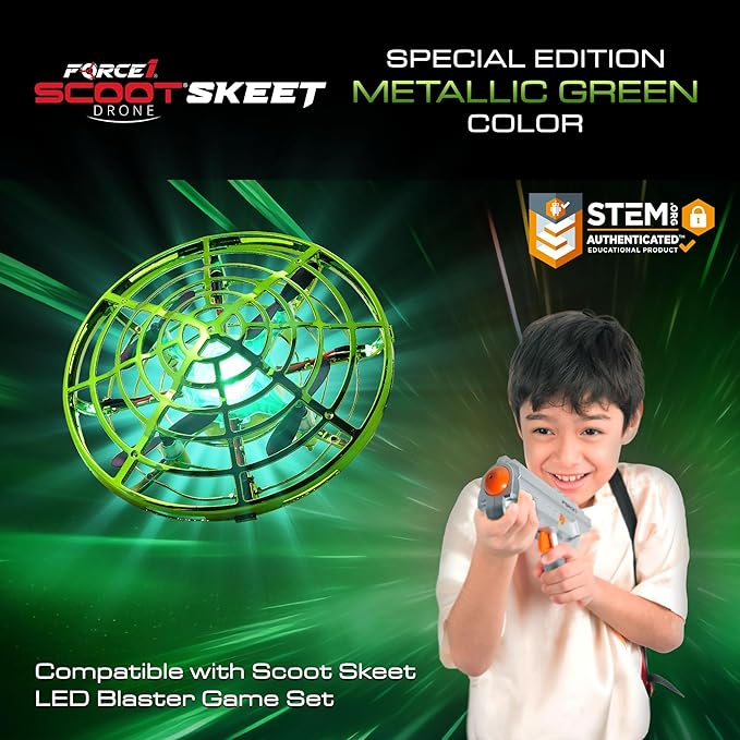 Force1 Scoot Hand Operated Drone for Kids or Adults - Hands Free Motion Sensor Mini Drones, Easy LED Indoor Rechargeable Flying Ball Drone Toy for Boys and Girls (Green)