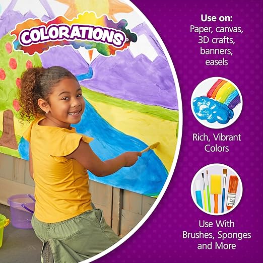 Colorations Paraben-Free Tempera Paint for Kids - 1 Gallon, Vibrant, Bright White. Non-Toxic and Made in the USA, Classroom Must Haves, Bulk Arts and Crafts Supplies
