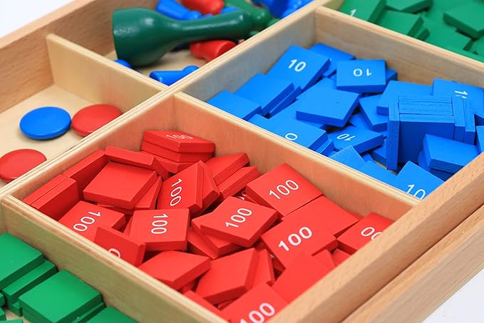 Adena Montessori Stamp Game,Montessori Wooden Math Materials Counting Toy, Early Development Wooden Math School Teaching Aids,Sensorial Educational Tools Preschool Early Learning Toys for Kids
