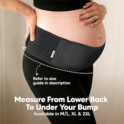 KeaBabies Maternity Belly Bands for Pregnant Women - Soft & Breathable Pregnancy Belly Support Band, Adjustable Maternity Belt for Back, Pelvic Support, Comfortable, Easy to Use (Midnight Black, M/L)