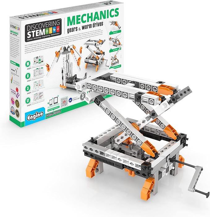 Engino- STEM Toys, Mechanics Gears & Worm Drives, BuildingToys for Kids 9+, Engineering Kit, Educational Set, Gifts for Boys & Girls, STEM Projects, Fun Activities for Kids (12 Model Options)